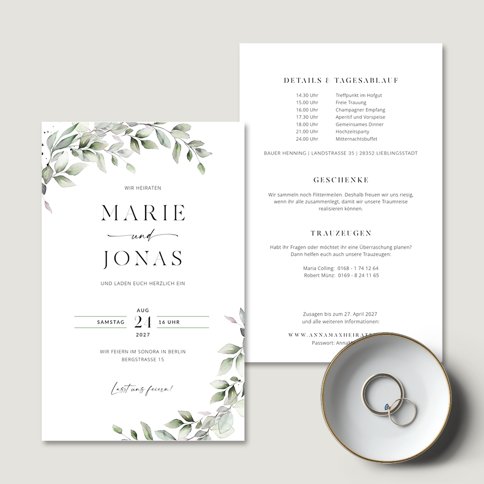 weddingstyle-hochzeitskarten-einladung-vintage-eukalyptus-b6-druck image 2
