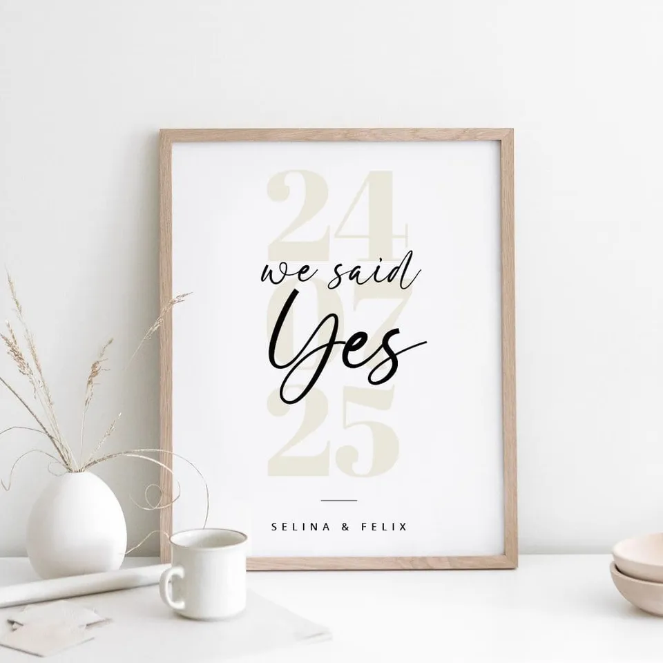 weddingstyle-geschenke-we-said-yes-poster-personalisiert-mit-rahmen image 1