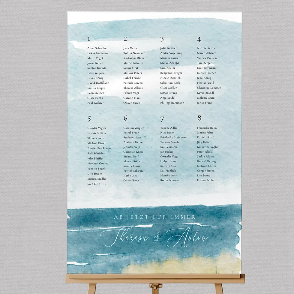 weddingstyle-feier-sitzplan-strandhochzeit-plakat-personalisiert image 1