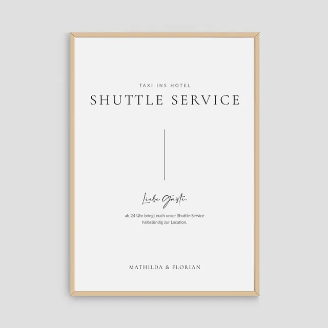 weddingstyle-feier-shuttle-service-infoschild-vorlage-pure image 1