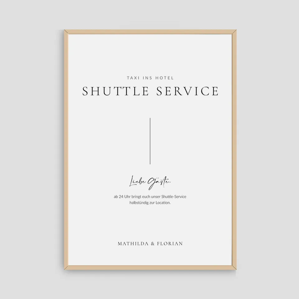 weddingstyle-feier-shuttle-service-infoschild-vorlage-pure image 1