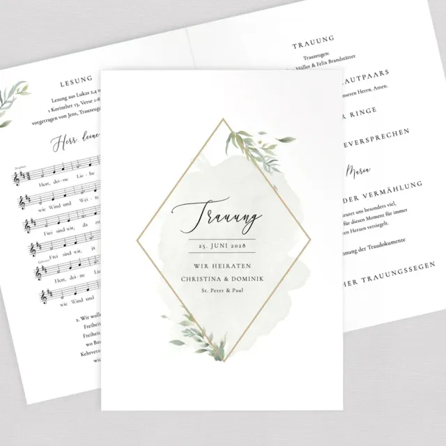 weddingstyle-greenery-kirchenheft-din-a5-personalisiert image 1
