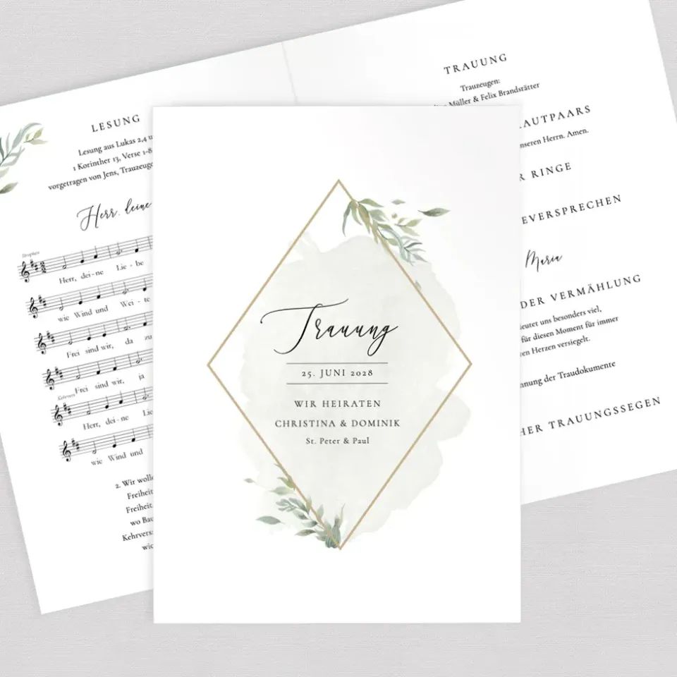 weddingstyle-greenery-kirchenheft-din-a5-personalisiert image 1