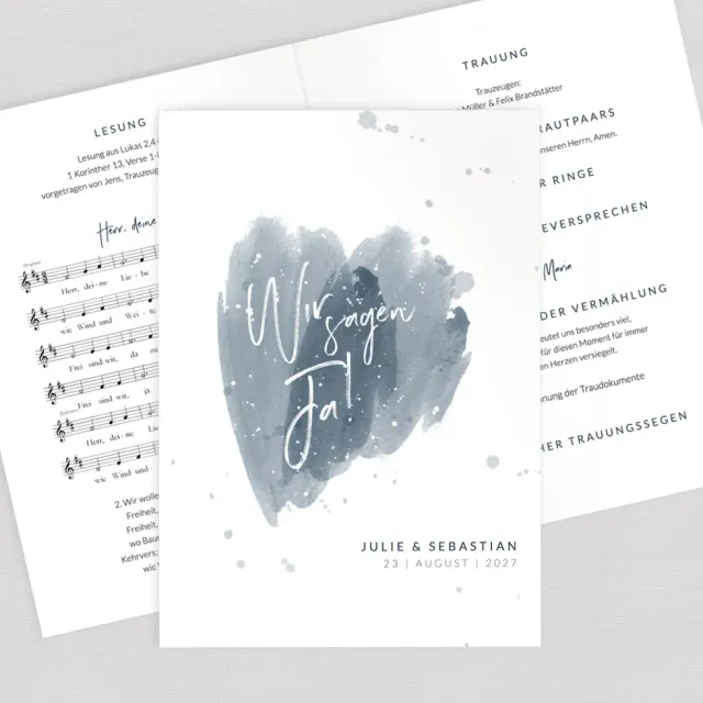 weddingstyle-trauung-kirchenheft-wasserfarbe-din-a5 image 1