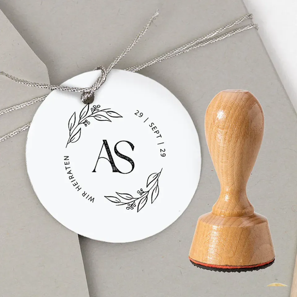 weddingstyle-hochzeitskarten-stempel-logo-initialen-40-mm-holz image 1