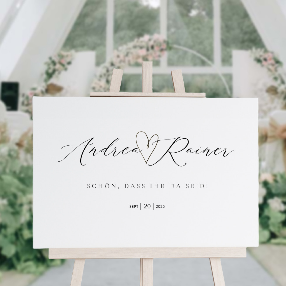 weddingstyle-trauung-willkommensschild-herz-personalisierbar-poster image 1