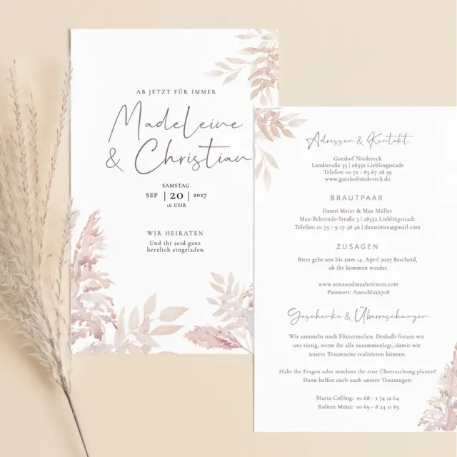 weddingstyle-hochzeitskarten-pampas-einladung-b6-boho image 1