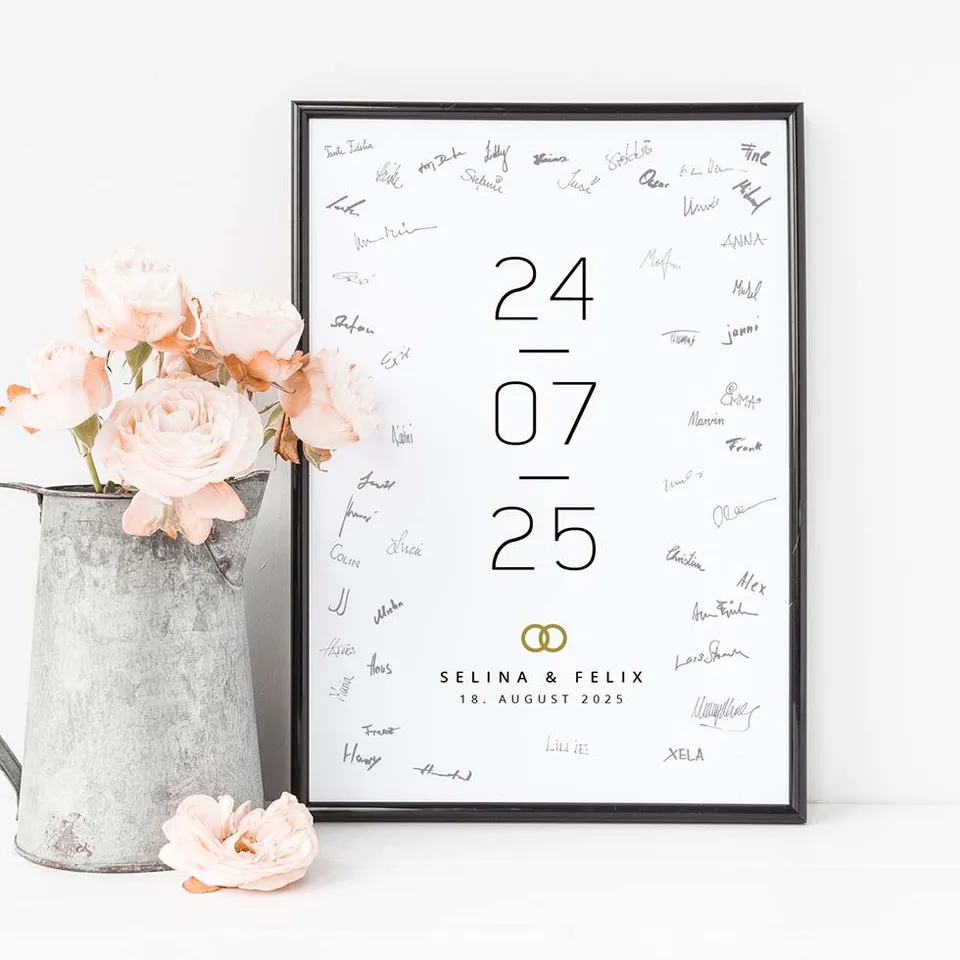 weddingstyle-feier-g-stebuch-bild-datum-elegant-personalisierbar image 1