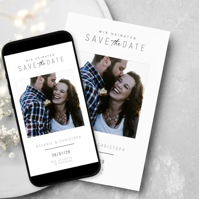 weddingstyle-hochzeitskarten-melanie-christoph-save-the-date-digital-mit-foto image 1