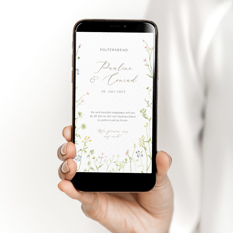 weddingstyle-hochzeitskarten-whatsapp-polterabend-einladung-wiesenfest-digital image 1