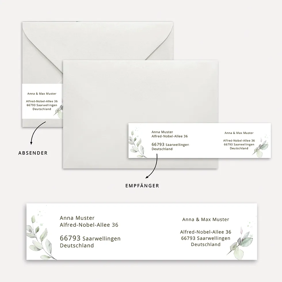 weddingstyle-hochzeitskarten-adressetiketten-eukalyptus-vorlage-17-designs image 1