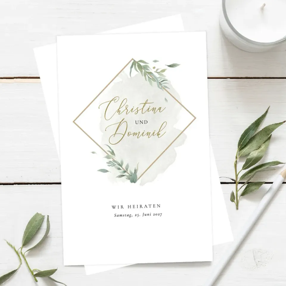 weddingstyle-hochzeitskarten-greenery-einladungskarte-b6-qr-code image 1