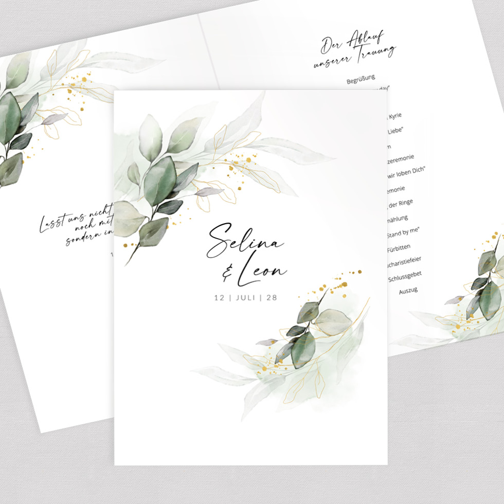 weddingstyle-eukalyptus-gold-kirchenheft-umschlag-a5 image 1