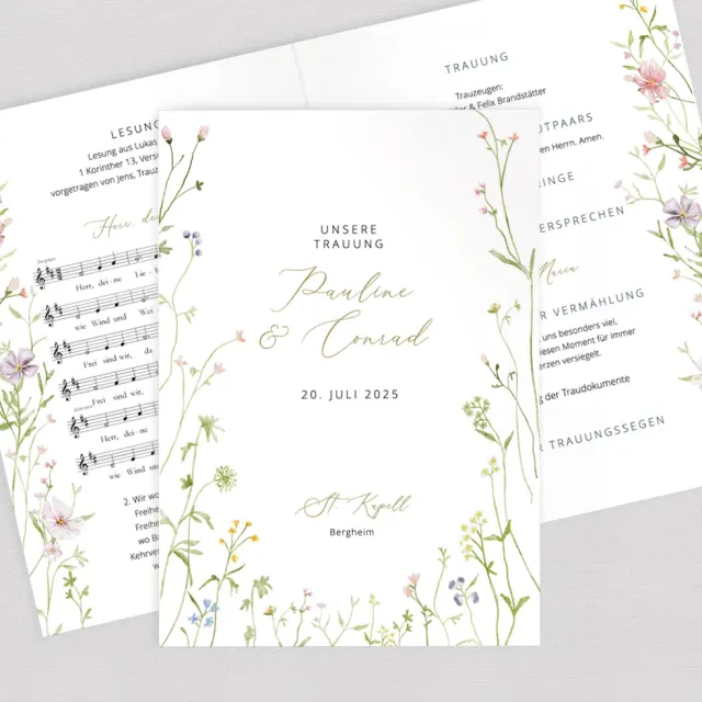 weddingstyle-trauung-kirchenheft-wiesenblumen-din-a5-hochzeit image 1