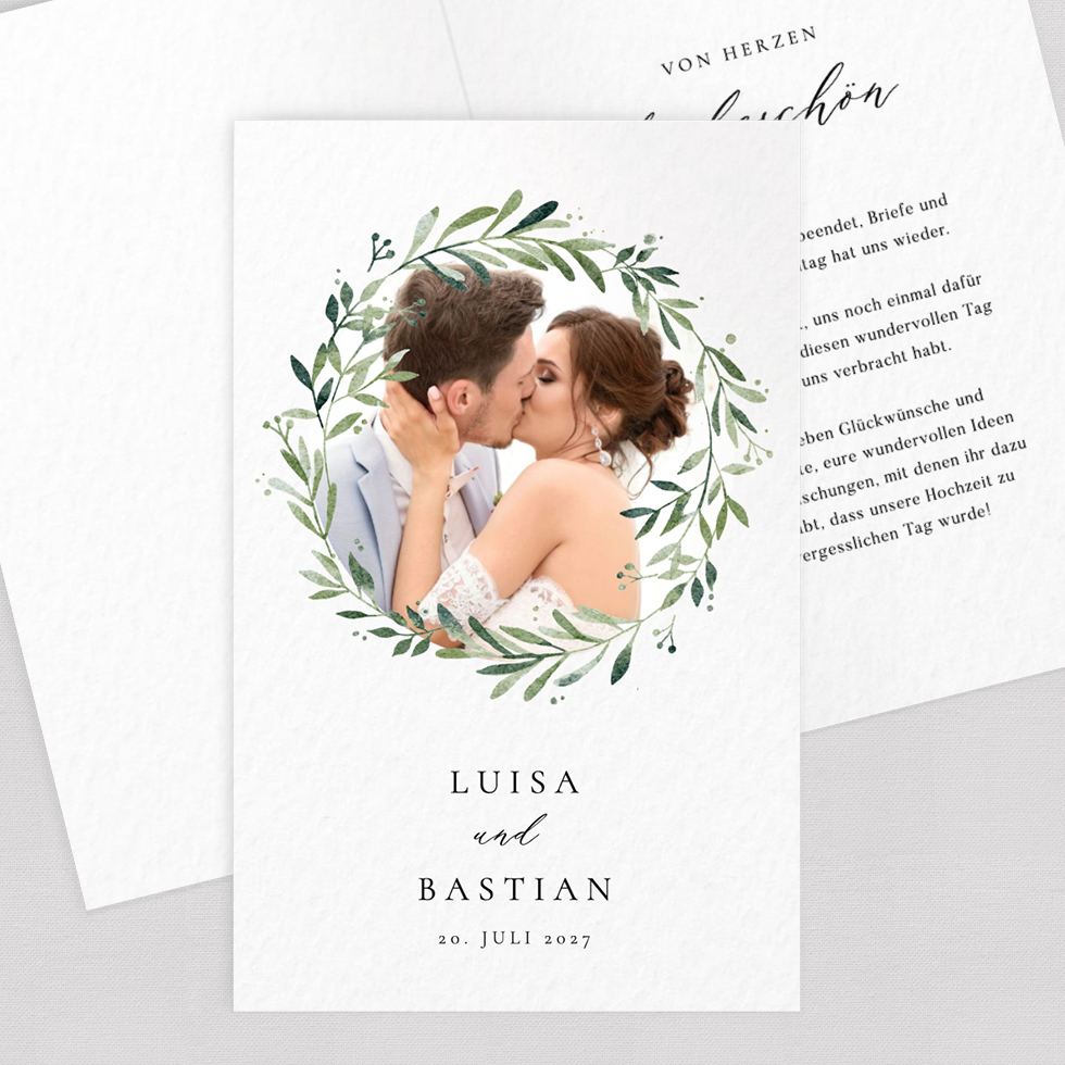 weddingstyle-greenery-kranz-dankeskarte-klappkarte-personalisiert image 1