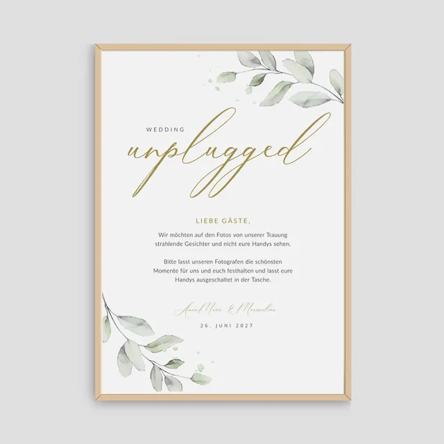 weddingstyle-trauung-unplugged-wedding-schild-eukalyptus-vorlage image 1