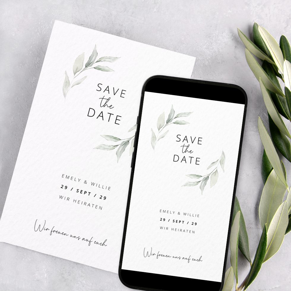 weddingstyle-eukalyptus-kranz-save-the-date-karte-personalisiert image 1