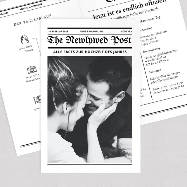 weddingstyle-hochzeitskarten-newspaper-klappkarte-einladung-b6 image 1