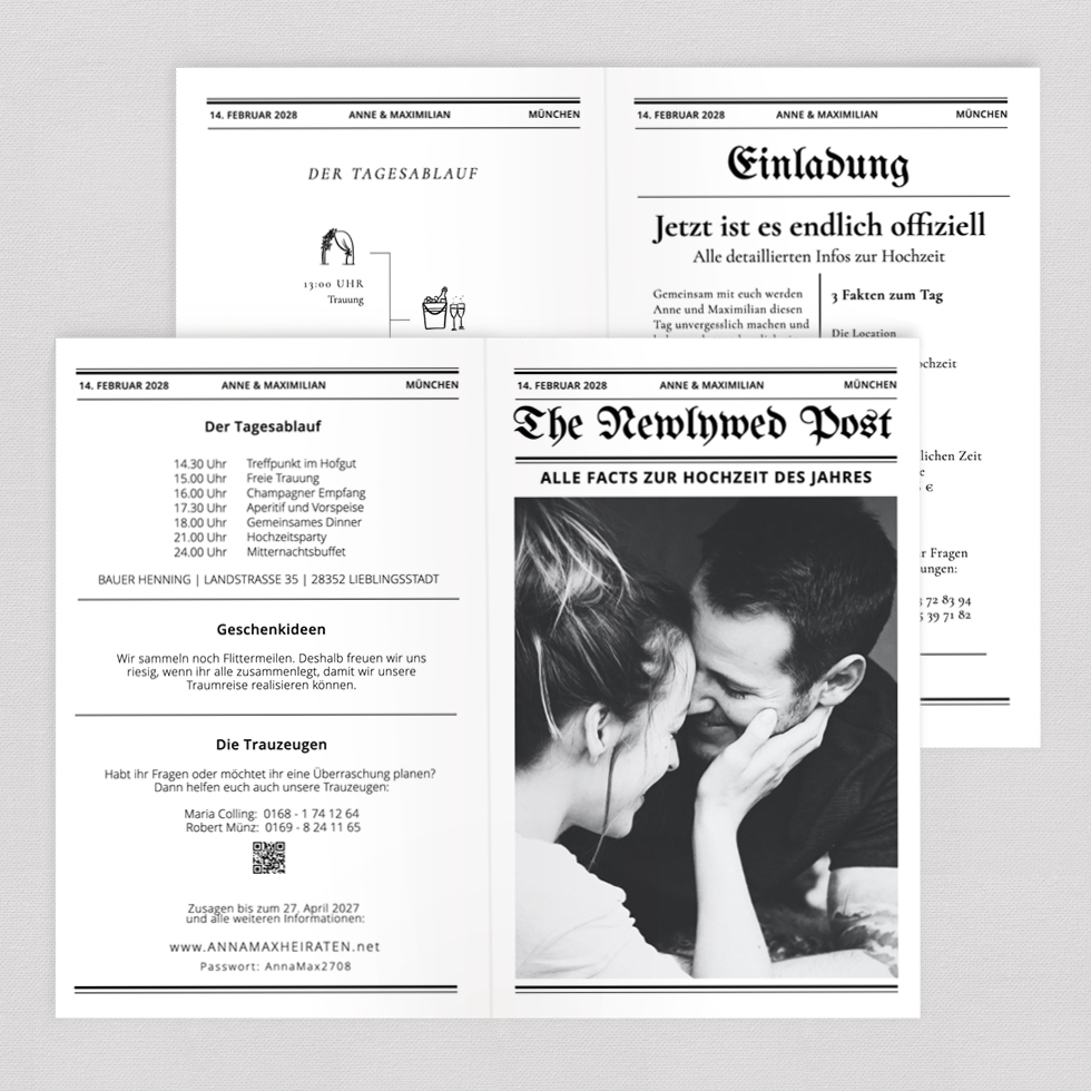 weddingstyle-hochzeitskarten-newspaper-klappkarte-einladung-b6 image 2