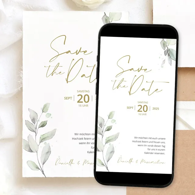 weddingstyle-hochzeitskarten-eukalyptus-save-the-date-karte image 1