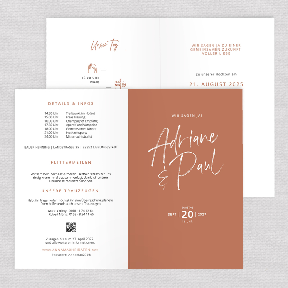 weddingstyle-hochzeitskarten-einladung-burnt-orange-klappkarte image 2