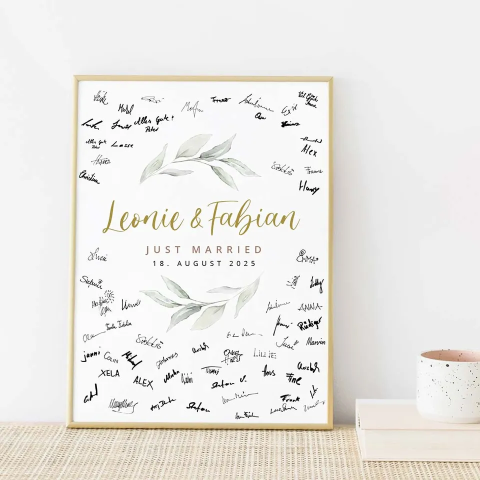 weddingstyle-feier-g-stebuch-bild-eukalyptus-personalisiert image 1