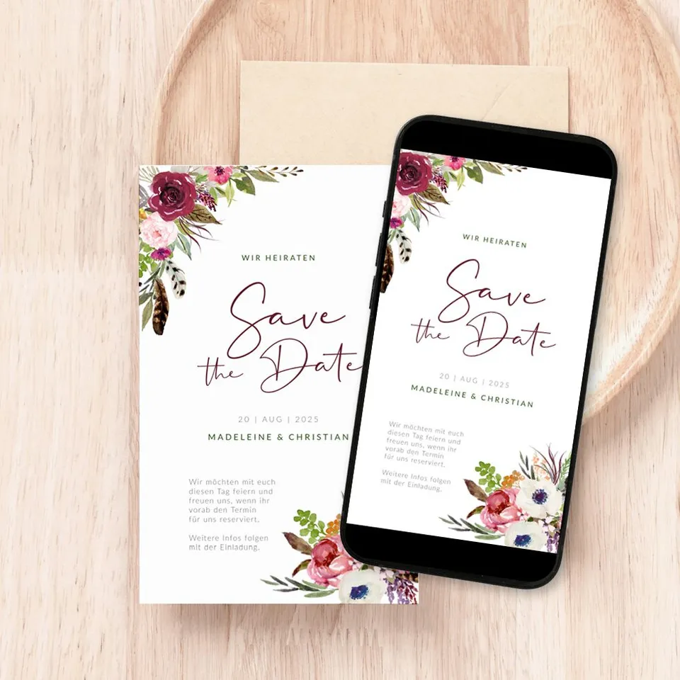 weddingstyle-hochzeitskarten-save-the-date-rustic-boho-digital image 1