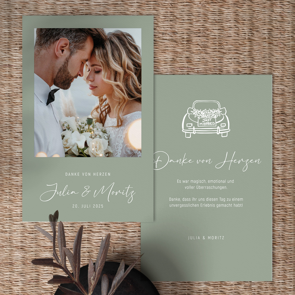 weddingstyle-hochzeitskarten-just-married-dankeskarte-personalisiert image 1