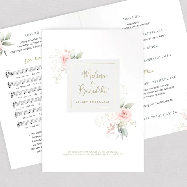 weddingstyle-trauung-modern-rose-kirchenheft-din-a5-gedruckt-pdf image 1