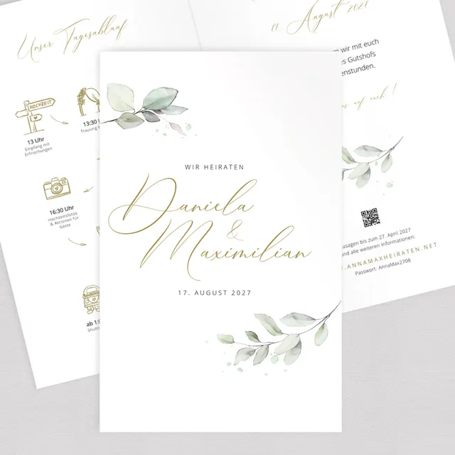weddingstyle-hochzeitskarten-hochzeitseinladung-eukalyptus-b6-vorlage image 1