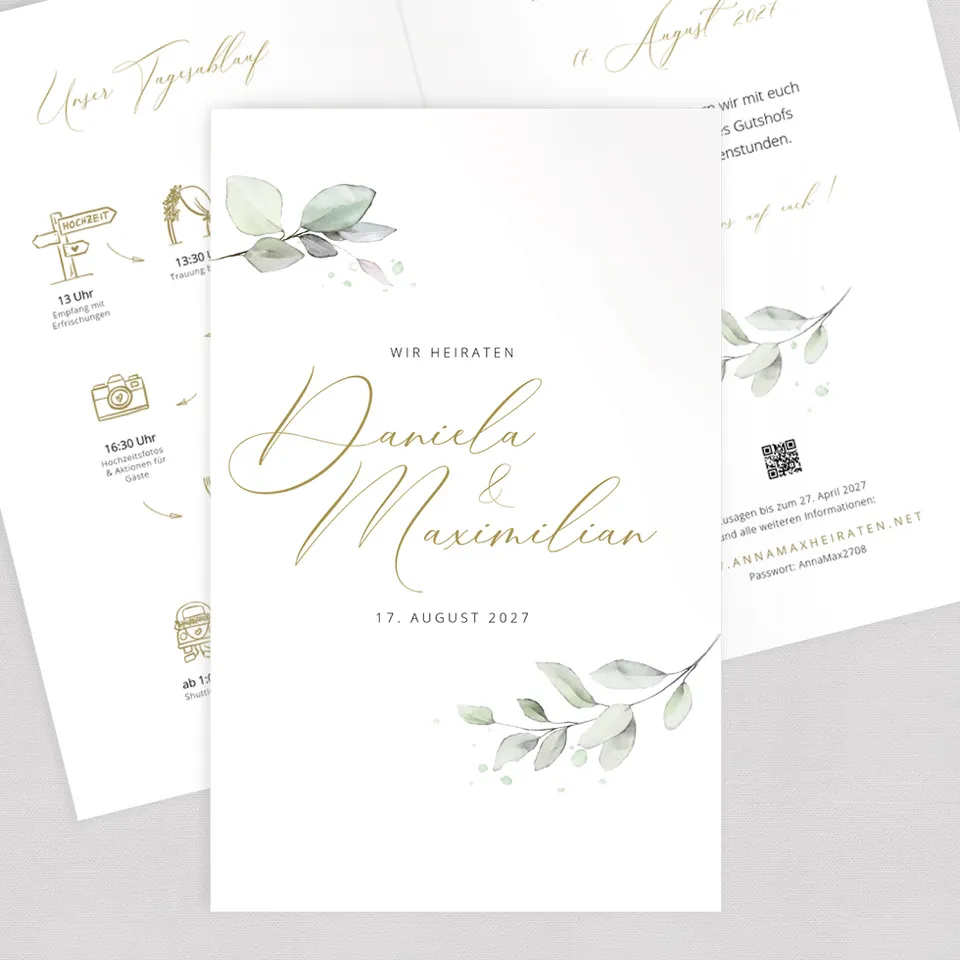 weddingstyle-hochzeitskarten-hochzeitseinladung-eukalyptus-b6-vorlage image 1