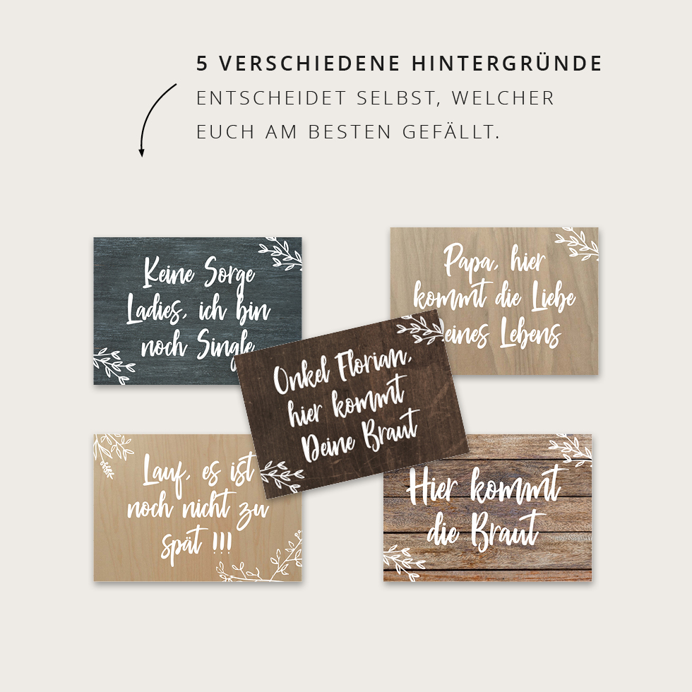 weddingstyle-trauung-schild-hier-kommt-die-braut-holzoptik image 6