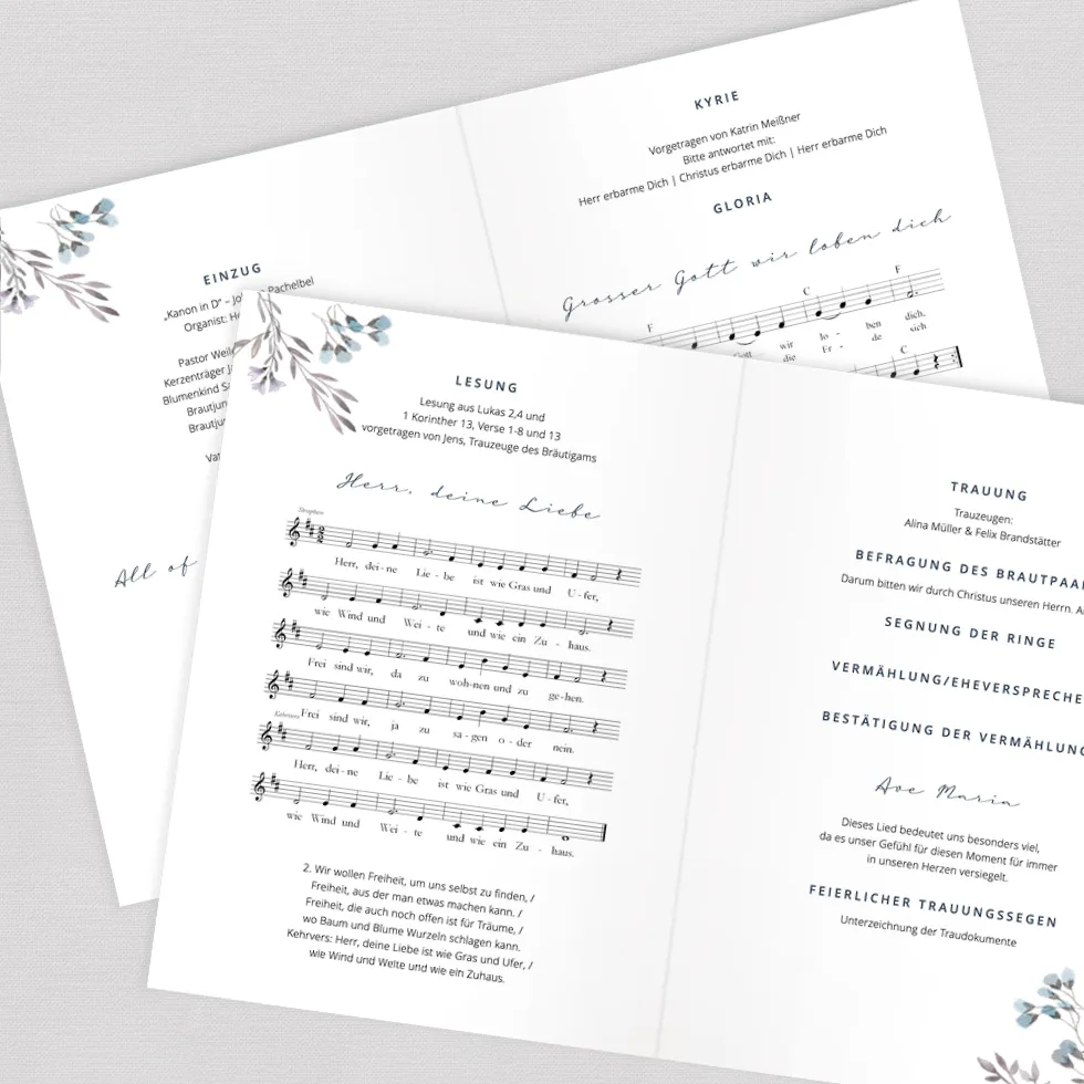 weddingstyle-blumen-t-rkis-kirchenheft-din-a5-personalisiert image 2