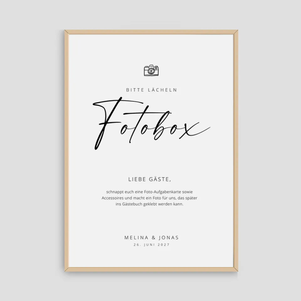 weddingstyle-fotobox-schild-modern-personalisierbar-mit-druck image 1