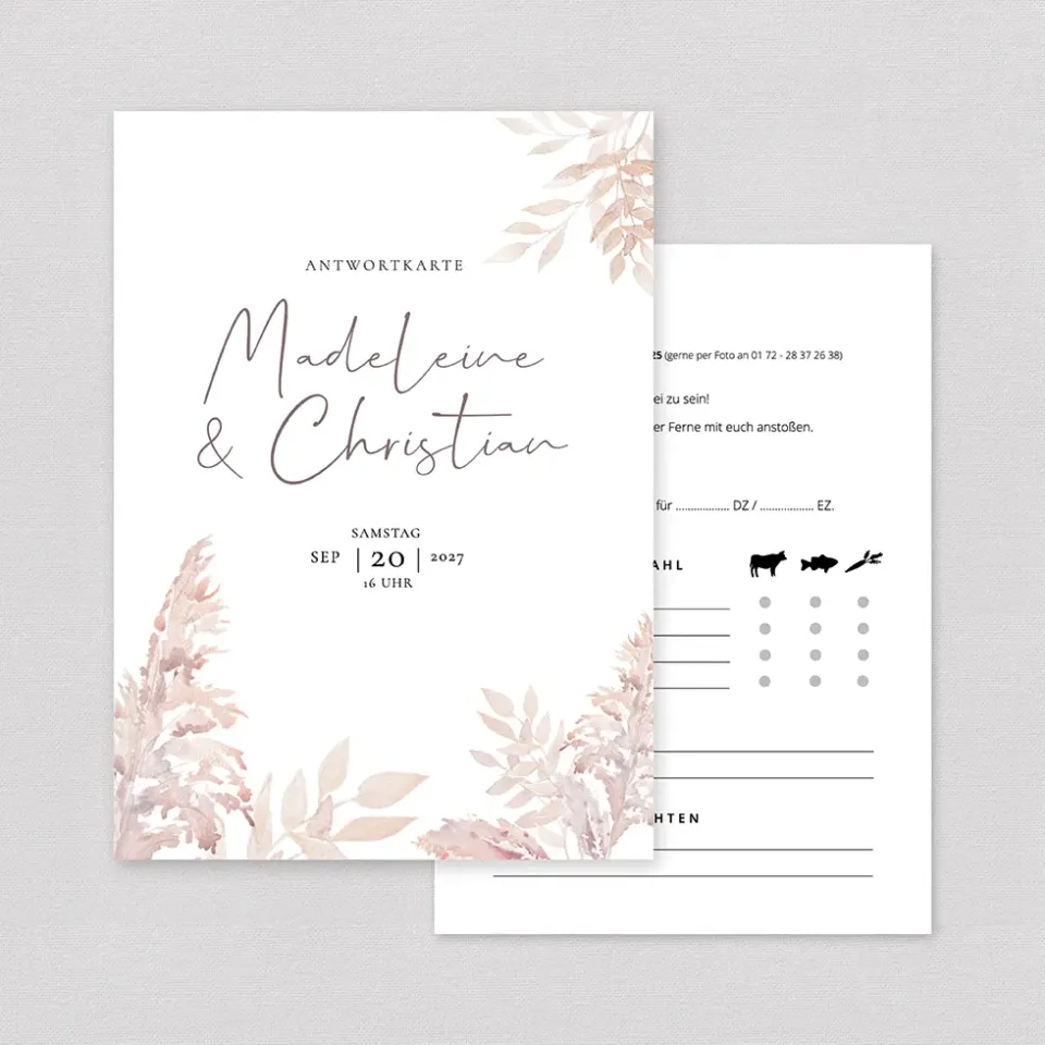 weddingstyle-hochzeitskarten-antwortkarte-pampas-kartenset image 1