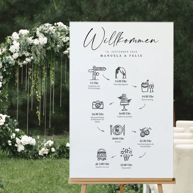weddingstyle-trauung-willkommensschild-tagesablauf-modern image 1