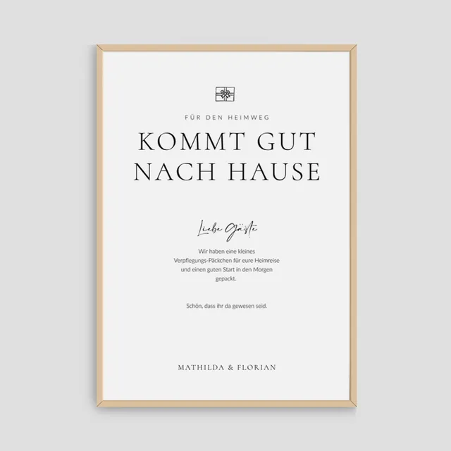 weddingstyle-feier-kommt-gut-nach-hause-schild-poster-matt image 1
