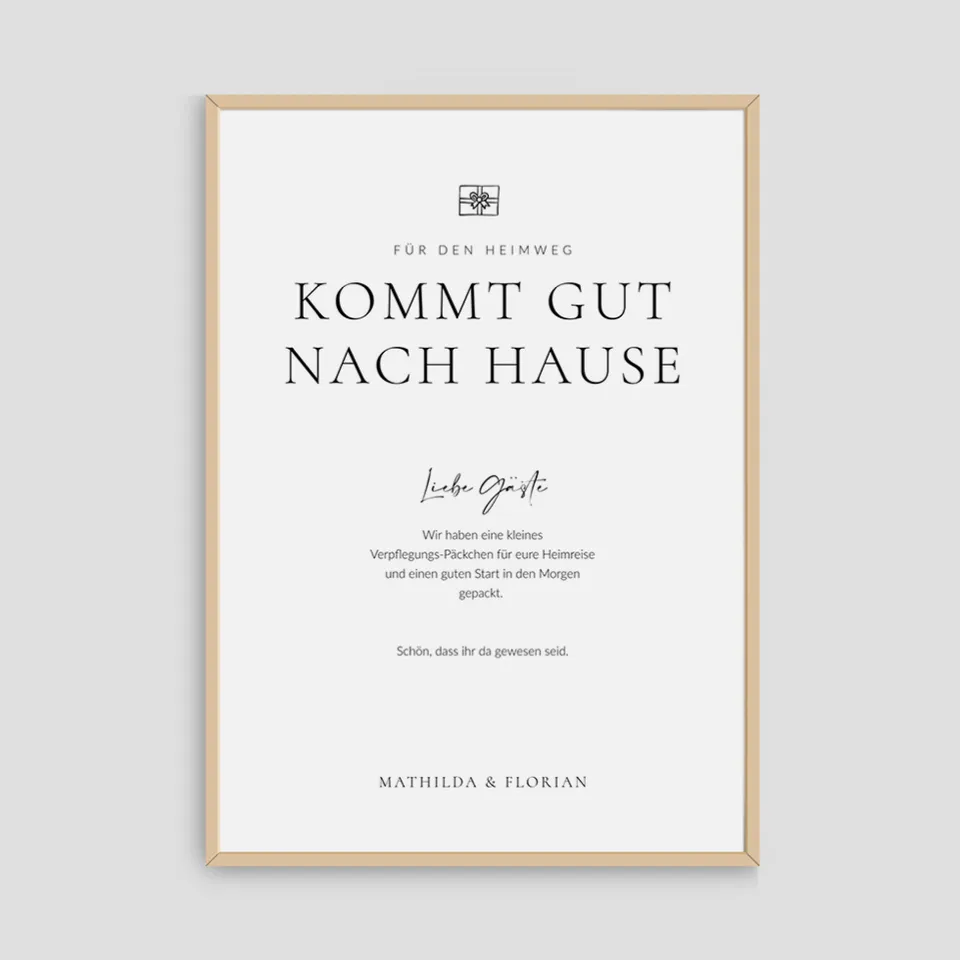 weddingstyle-feier-kommt-gut-nach-hause-schild-poster-matt image 1