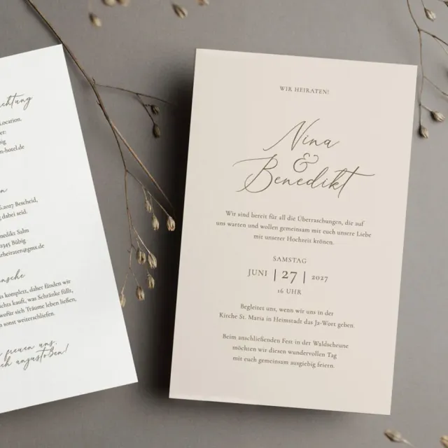 weddingstyle-hochzeitseinladung-modern-beige-karte-b6-beidseitig image 1