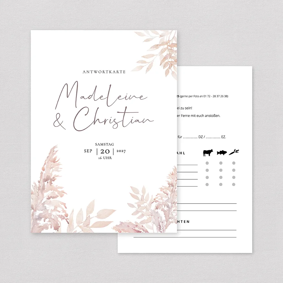 weddingstyle-hochzeitskarten-antwortkarte-pampas-kartenset image 1