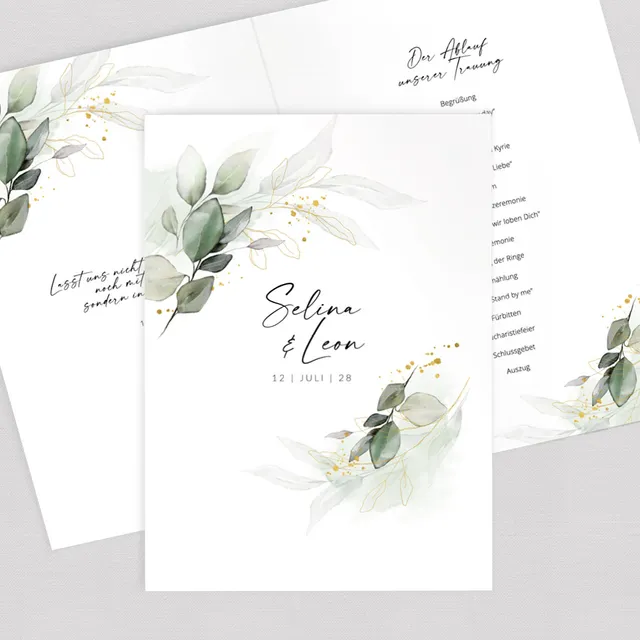 weddingstyle-eukalyptus-gold-kirchenheft-umschlag-a5 image 1