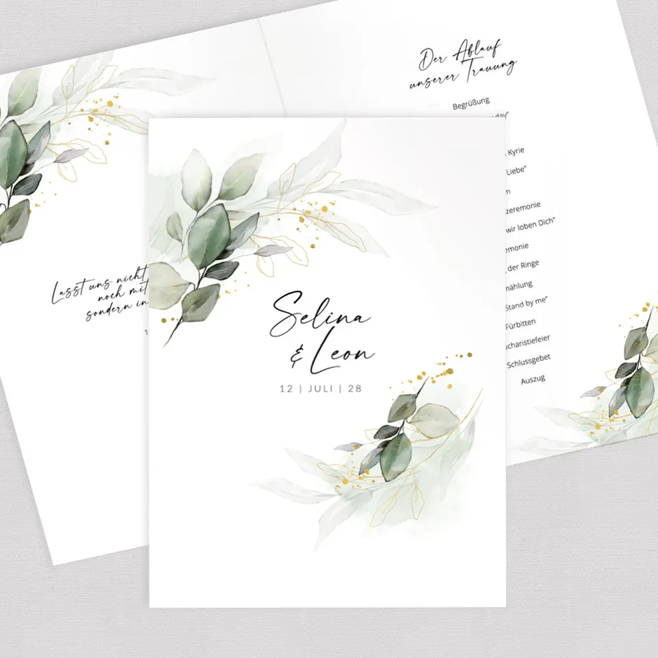 weddingstyle-eukalyptus-gold-kirchenheft-umschlag-a5 image 1