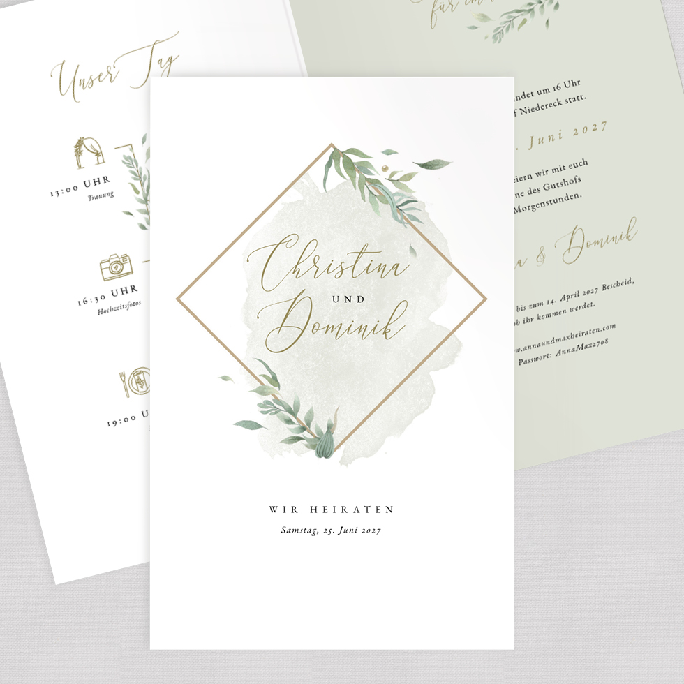 weddingstyle-hochzeitskarten-einladung-greenery-klappkarte-b6 image 1