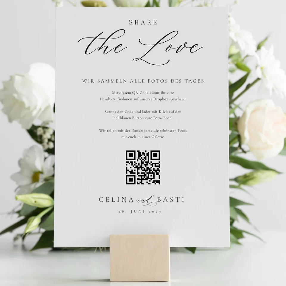 weddingstyle-spiele-qr-code-schild-fotos-sammeln-elegant-a4 image 1