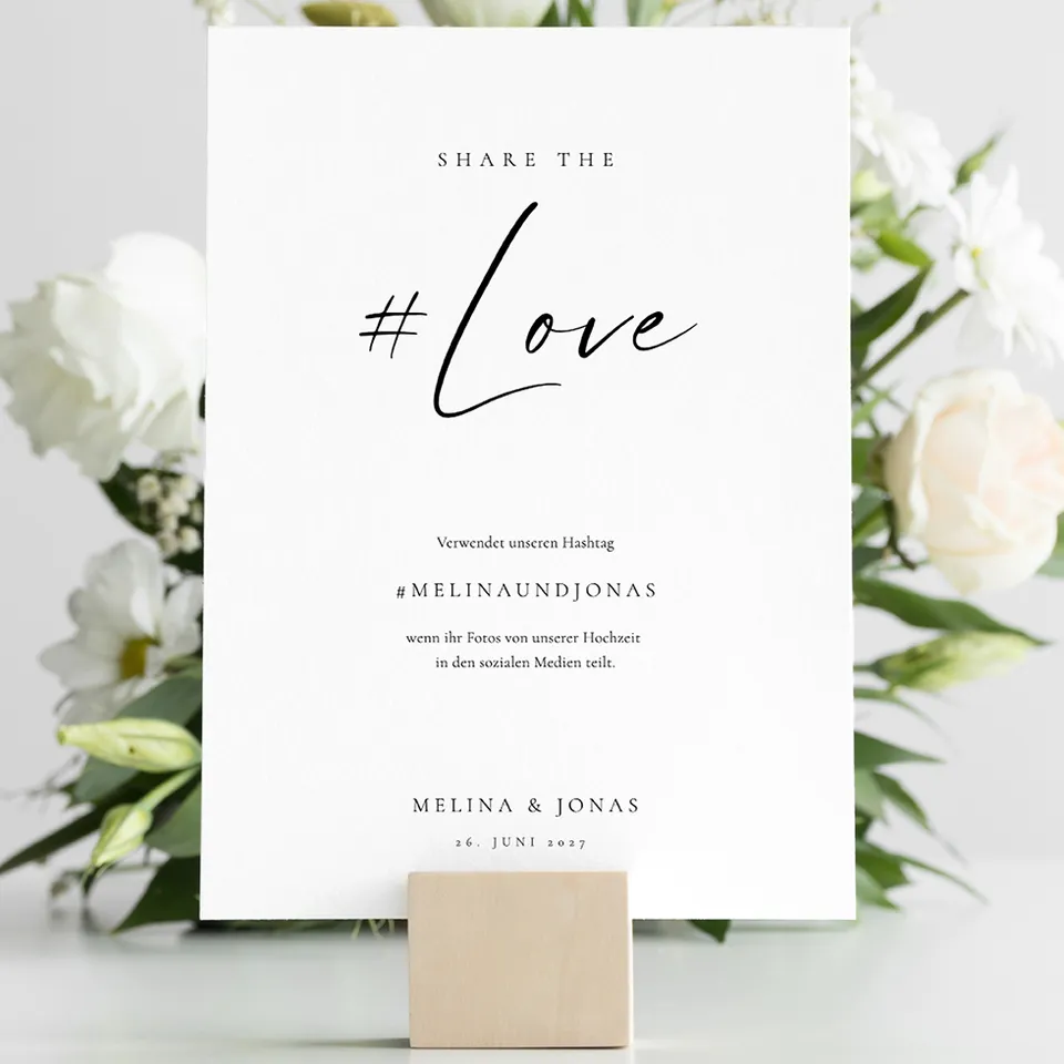 weddingstyle-feier-hashtag-hochzeit-schild-personalisierbar image 1