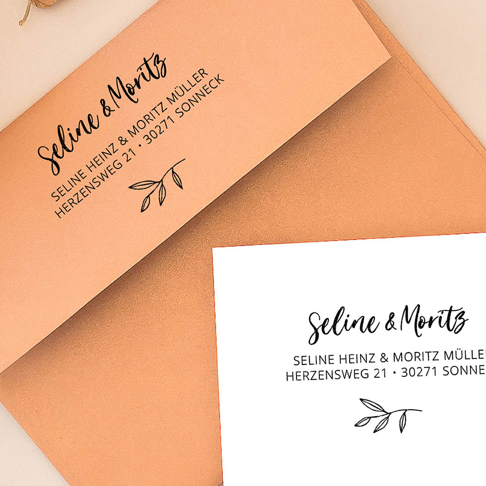 weddingstyle-adressstempel-brush-schrift-zweig-holzstempel image 3