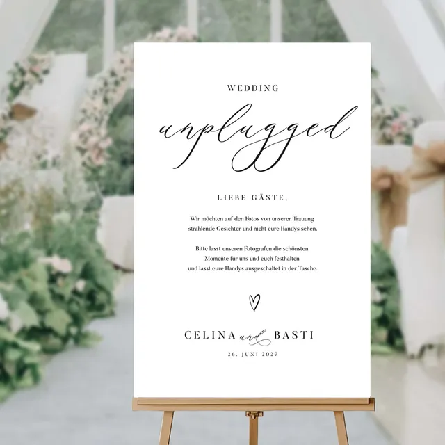 weddingstyle-trauung-unplugged-wedding-schild-elegant-vorlage image 1