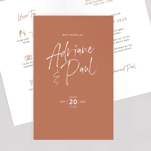 weddingstyle-hochzeitskarten-einladung-burnt-orange-klappkarte image 1