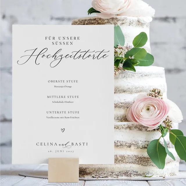 weddingstyle-hochzeitstorte-schild-infos-elegant-vorlage image 1