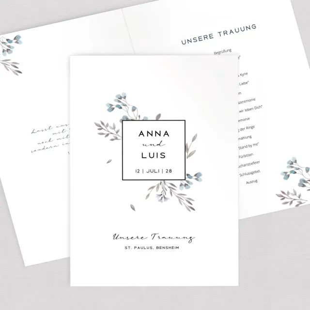 weddingstyle-trauung-blumen-t-rkis-kirchenheft-umschlag-vorlage image 1